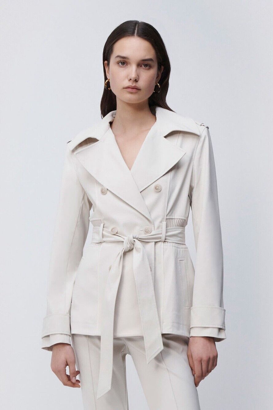 Jonathan Simkhai Soren Cropped Trench Jacket in Birch Medium